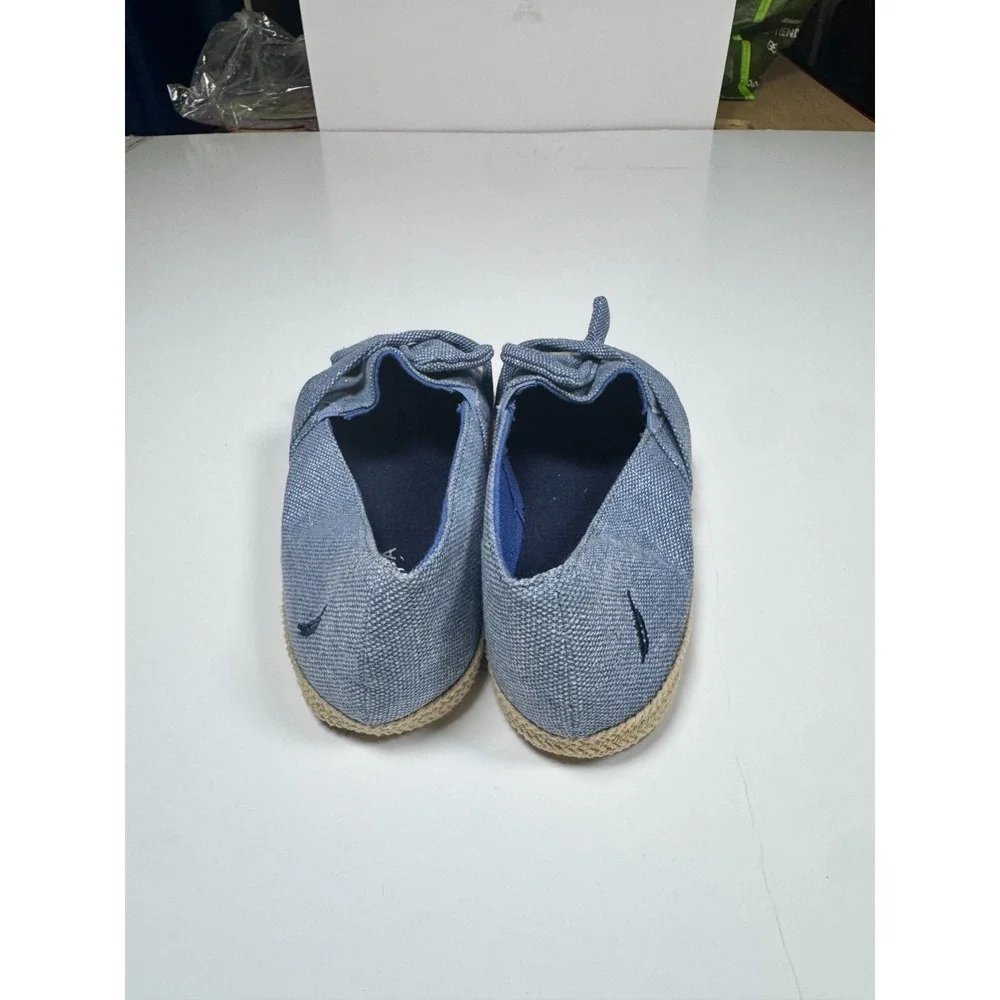 Nautica Ancora Bow Girls Espadrille 12 Blue Beige Cap Toe Casual Slip On Flats
